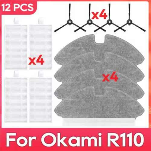 12 Pcs for Okami R11 Vacuum Cleaner Side Brush Mop Filter 2