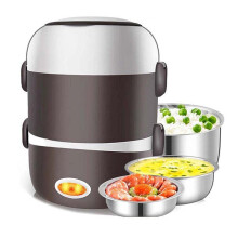 Double-Layer Stainless Steel Heated Lunch Box,Portable Hot Food Steamer for Office Workers,Electric Heating Lunch Box EU