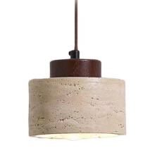 Travertine LED Pendant Lights Fixtures Bedroom Balcony Wood Stone Industrial Vintage Hanging Lamp
