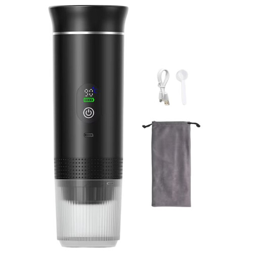 Macchina per Caffè Espresso Portatile con Display Digitale, Macchina per Caffè A Capsule per Auto e Casa, Macchina per Caffè da Campeggio, Nera 1