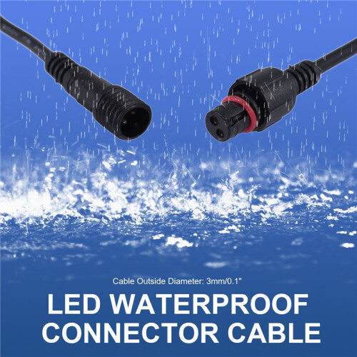 Male Female Plug 2 Pin LED Waterproof Connector Cable Black 1
