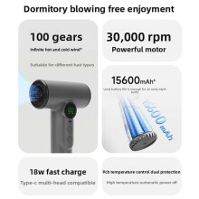Sèche-Cheveux Portable Sans Fil à Ions Négatifs, /Extérieur, Chargement USB, 30 000 Tr/Min, Haute Vitesse, Vent Chaud et Froid, 100 Vitesses.