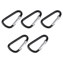5x Wandelen, Veerbelast, 4 mm Diameter Karabijnhaken van Zwarte Aluminiumlegering