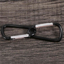 5x Hiking Spring Loaded 4mm Dia Black Aluminum Alloy Carabiner Hooks
