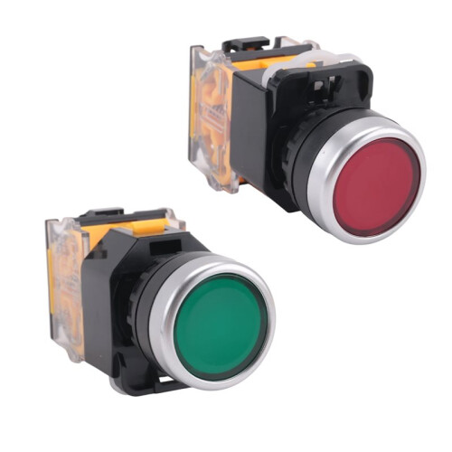 2pcs 22mm Mount 10A 380V DPST Red Green Momentary Push Button
