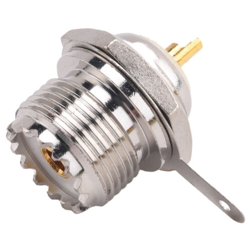UHF Female SO239 Jack Bulkhead Solder Panel Mount RF Straight Connector,silver