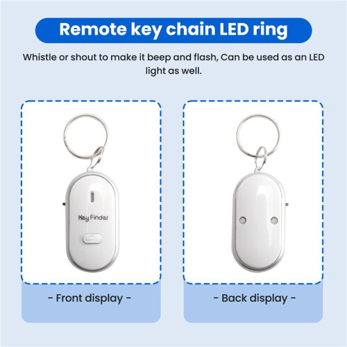 2pcs Whistle Lost Key Finder Flashing Beeping Locator Remote Keychain LED Ring 2