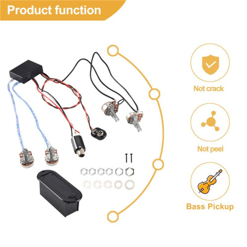 2 Band Active Bass Guitar EQ Equalizer Preamp Circuit Pickup Black 2