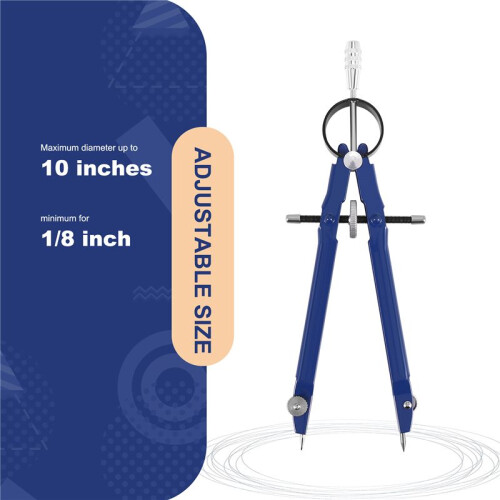 Professional Compass, Compass Geometry Set with Lock, Math and Precision Compass, Metal and Durable for Solid and Plane Precision Tool, Fit for 1