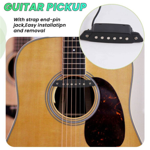 SH-85 Svart 6-HåLs LjudhåLspickup med Active Power Strap End-Pin Jack för Akustisk Gitarr 1