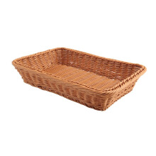 Plastic Rattan Basket, Bread Basket Bread Shop Supermarket Display Basket Woven Tabletop Food Fruit Vegetables Restaurant Serving Basket ,Brown