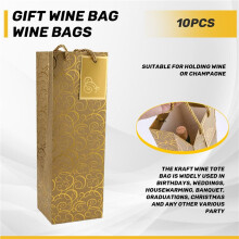 Wine Bags,  Paper Wine Bag 10 Pcs Gift Wine Bags with Handles, Single Bottle Paper Wine Bag Bulk for Christmas, Party, Shopping, Retail