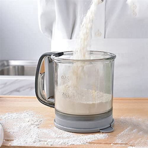 Flour Sifter for Baking, Double-Layer Extra Fine Mesh Sieve Strainer, Handheld Squeeze Sugar Sifter for Kitchen 2