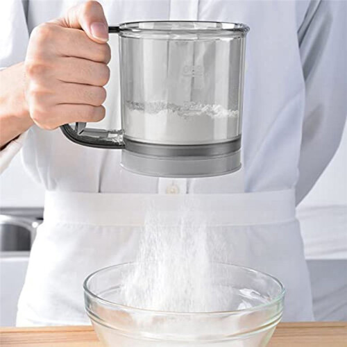 Flour Sifter for Baking, Double-Layer Extra Fine Mesh Sieve Strainer, Handheld Squeeze Sugar Sifter for Kitchen 1