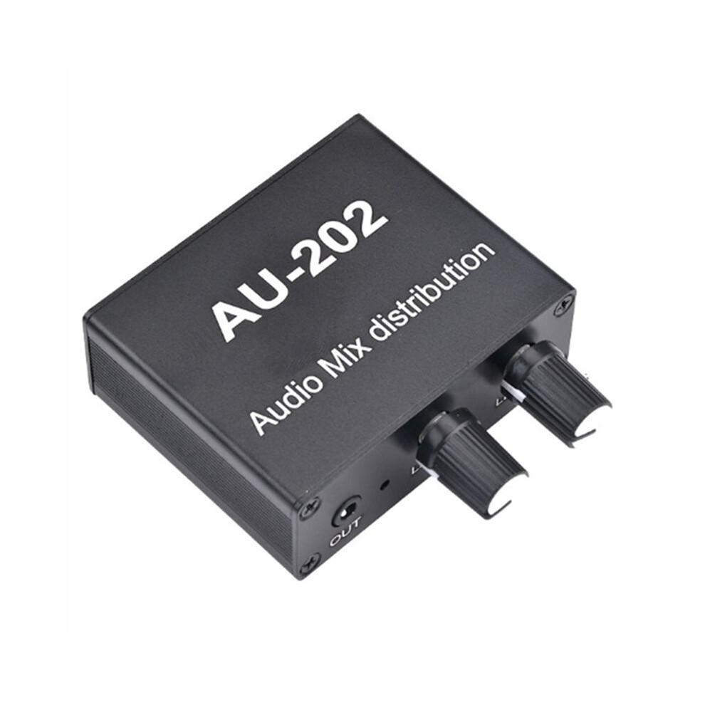 Au-202 2 Input 2 Output Stereo Mixer Audio Distributor For Headphone External Power Amp Volume Alone Control 4713401125888