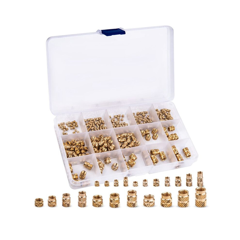 340Pcs M2 M2.5 M3 M 4 M 5 M6 Metric Knurled Nuts Assortment Set Threaded Insert Nuts Brass Heat Set For 3D Printing 6031559340662