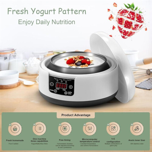 36 Hour Yogurt Maker,1.2L Automatic Digital Yoghurt Maker Machine,Lcd Display with Constant Temperature US Plug 2