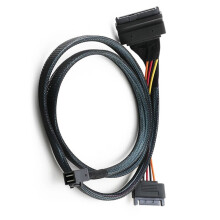 Built-in 12G SAS HD to U.2 36P SFF-8643 to SAS U.2 SFF-8639 Cable 0.75M with 15Pin Power Supply, for U.2 SSD