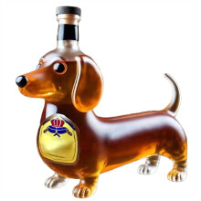 Dachshund Dog Whiskey Bottle,3D Sculpted Dachshund Shape Glass Tumbler,Red Wine Bottle,Reusable Liquor Flask Glassware A