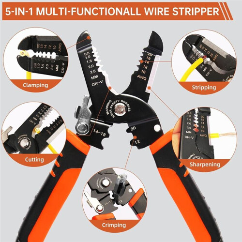 Wire Stripper,3-Rd Generation Wire Strippers or Crimping Tool,5-in-1 Wire Crimper or Cutter,Multi-Function Hand Tools 1
