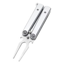 Alloy Vorken  Divot Reparatie Tool, Metalen Opvouwbare Vlinder Divot Tool met Flesopener, Golfbaan Cadeau Zilver