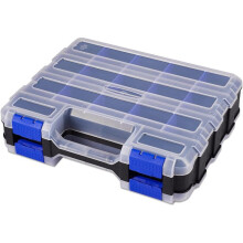 Caja Organizadora de Herramientas de Doble Cara con Divisores de Plástico Extraíbles para Tornillos, Tuercas, Clavos y Pernos.