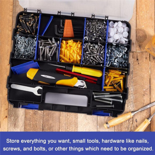 Tools Storage Box Organizer Double Side Hardware Organizers with Removable Plastic Dividers for Screws Nuts Nails Bolts 1