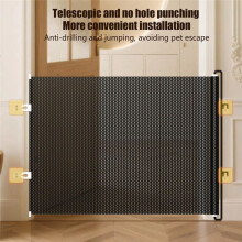 Retractable Pet Safety Gate Baby Barrier Indoor Mesh Fence Stair Barrier for Dogs Kitten with Reinforced Strip Prevent