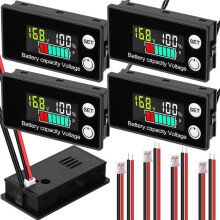 Monitor de Batería Digital para Carrito de (Paquete de 4), 8-100 V, 12 V, 24 V, 36 V, 48 V, 60 V y 72 V, con Pantalla LCD para Embarcaciones,
