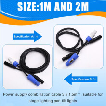 Flexible Powercon Combo Cable 1m XLR DMX512 Power Combination Cable 3 X 1.5mm for Stage Lighting Moving