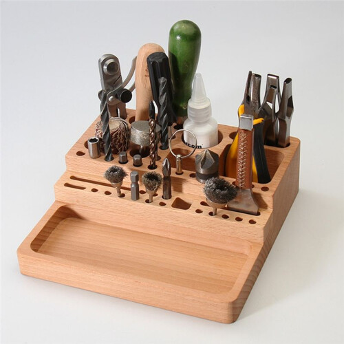 Handmade DIY Beech Wood Tool Rack Printing Tool Leather Carving Punching Diamond Tools Storage Box Leather Making Kit 2