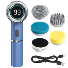 Electric Brush Handheld Electric Spin Scrubber USB Charging with 5 Replaceable Brush Heads for Tiles Glass