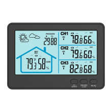Trådlös Väderstationsbarometer Färg LCD-Skärm Temperatur Luftfuktighetsmätare 433 Väderstationsprognossensor Svart