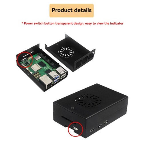 Metal Case for Raspberry Pi 5 Aluminum Alloy Shell Compatible for Active Cooler for RPI 5 Pi5
