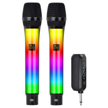 2.4G Bezprzewodowy Mikrofon RGB Mikrofon Dynamiczny Akumulatorowy do KTV Kościelnego Pokazu Spotkań Domowych 1 do 2