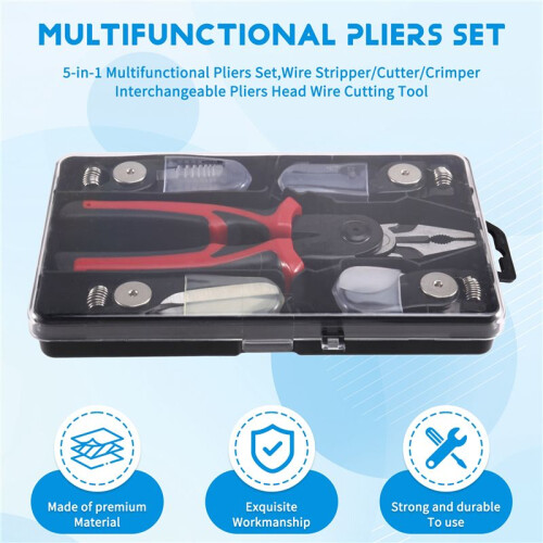 5-in-1 Multifunctional Pliers Set,Wire Stripper/Cutter/Crimper,Interchangeable Pliers  Wire Cutting Tool 2