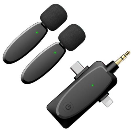 3 in 1 Wireless Lapel Microphone Compatible with Cameras Laptops Smartphone Wireless Lavalier Microphone 2