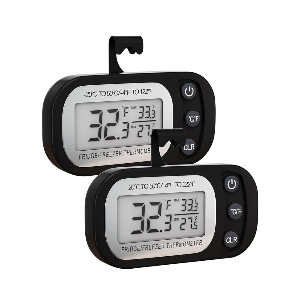Digital Frigerator Thermometer 2 Pack, Thermometer Refrigerator with Large LCD Screen Stand and Magnetic Back