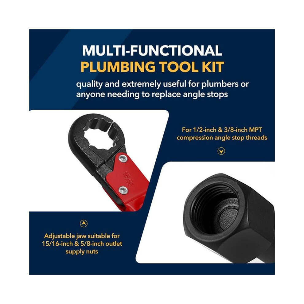 Plumbing Tools, Useful Angle Wrench Set, Plumbers Wrench Angle Stop Wrench Set Makes Plumbing Jobs Easier 4711150778614