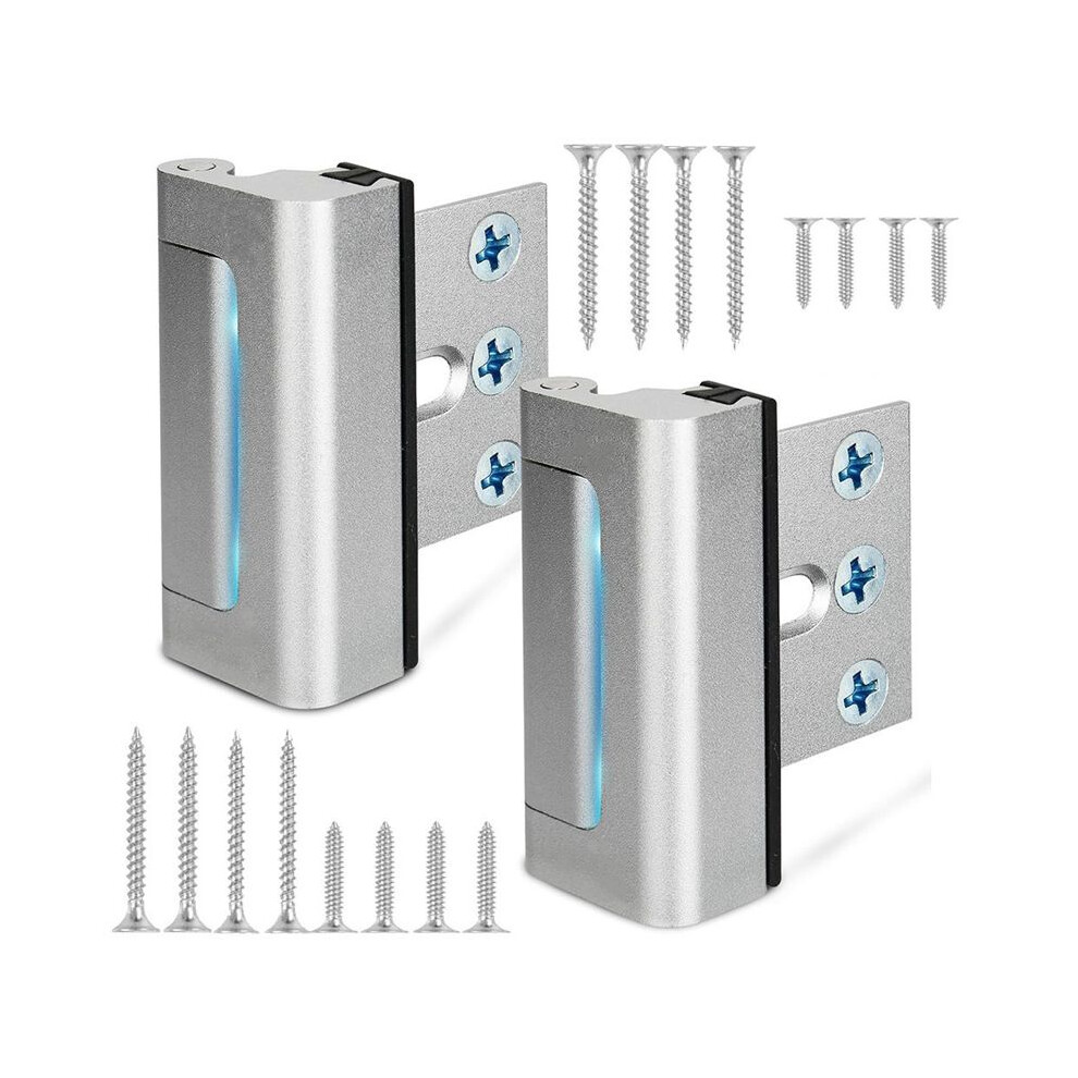 Home Security Door Reinforcement Lock, Front Door Locks For Kids Safety Withstand 800 Lbs, Door Lock 2 Pack Silver Jojomino