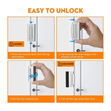 Home Security Door Reinforcement Lock, Front Door Locks for Kids Safety Withstand 800 Lbs, Door Lock 2 Pack Silver