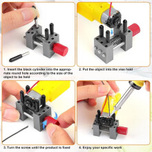 Metal Handy Vise Clamp,Universal Drill-Press Vice Grip with 10x Alternative Holes for Scale Model Hobby Red