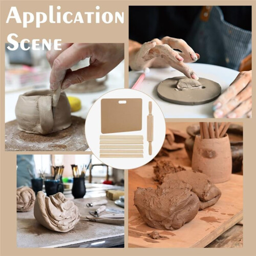 1 Set Ceramic Making Tools Pottery Clay Tools Pottery Clay Sculpting Modeling Tool Sets Wooden Rolling Pin for Sculpture