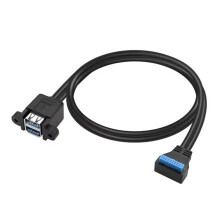 90 Grad auf-/Ab-Winkel USB 3.0 19/20-Polig auf Dual USB-A Buchse Adapterkabel Motherboard Internes Verlängerungskabel B
