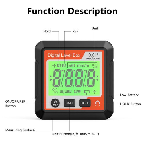 Digital Level Angle Gauge Meter Magnetic Electronic Level Angle Finder Tool Protractor Inclinometer Woodworking Tools,A 2