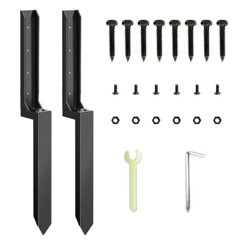 Fence Repair Kit 2X Thickened Metal Fence Support Stakes Solid Ground Spike Quick Fix Post Stabilizer for Repair Tilted