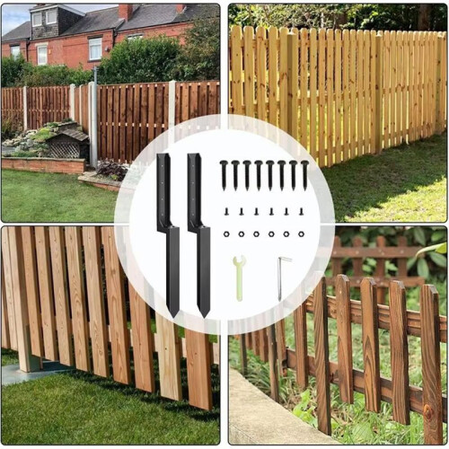Fence Repair Kit 2X Thickened Metal Fence Support Stakes Solid Ground Spike Quick Fix Post Stabilizer for Repair Tilted 2