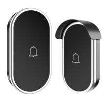 Long Distance Through the Wall Intelligent Electronic Wireless Doorbell Home Pager  Doorbell Black+Silver US Plug