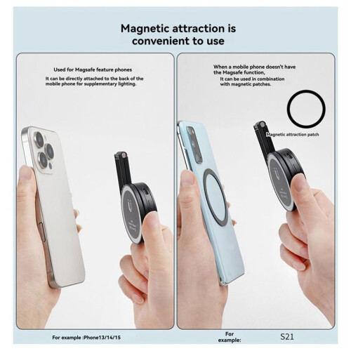 Magnetic Led Selfie Fill Light  Portable 3 Lighting Modes for Android Video Light for Makeup Vlog Video 2