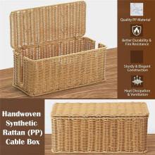 2Er-Pack Kabelmanagementbox, Handgewebte Kabel-Organizerbox Aus Rattan-Imitat, Dekorative Kabelbox